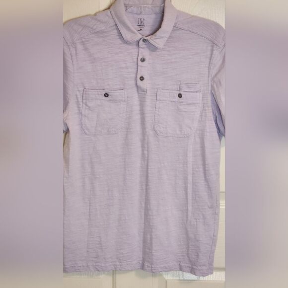 INC International Concept M Lavender ShrtSlv Pocket 100% Cotton  Polo Men Shirt - Picture 2 of 6